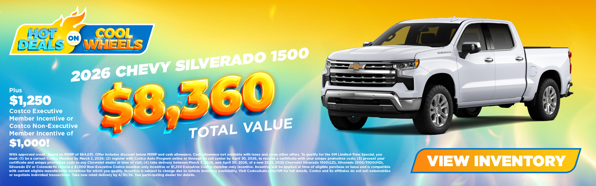 2026 Chevy Silverado 1500 $8,360 Total Value