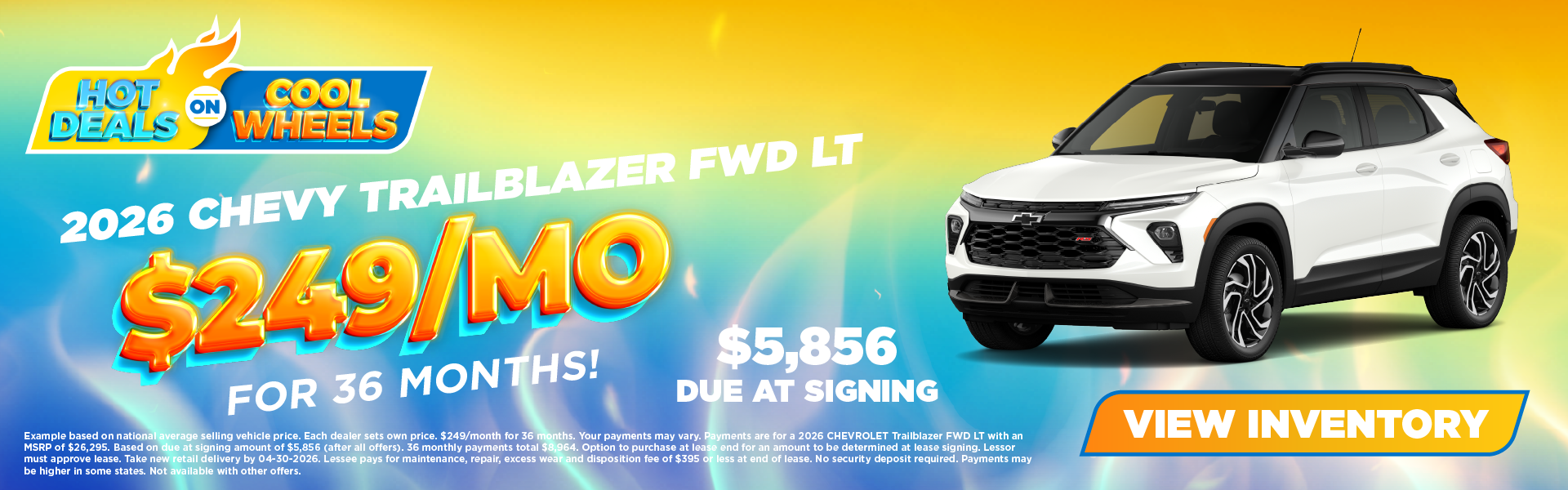 2026 Chevy Trailblazer FWD LT Lease for $249/month for 36 mo
