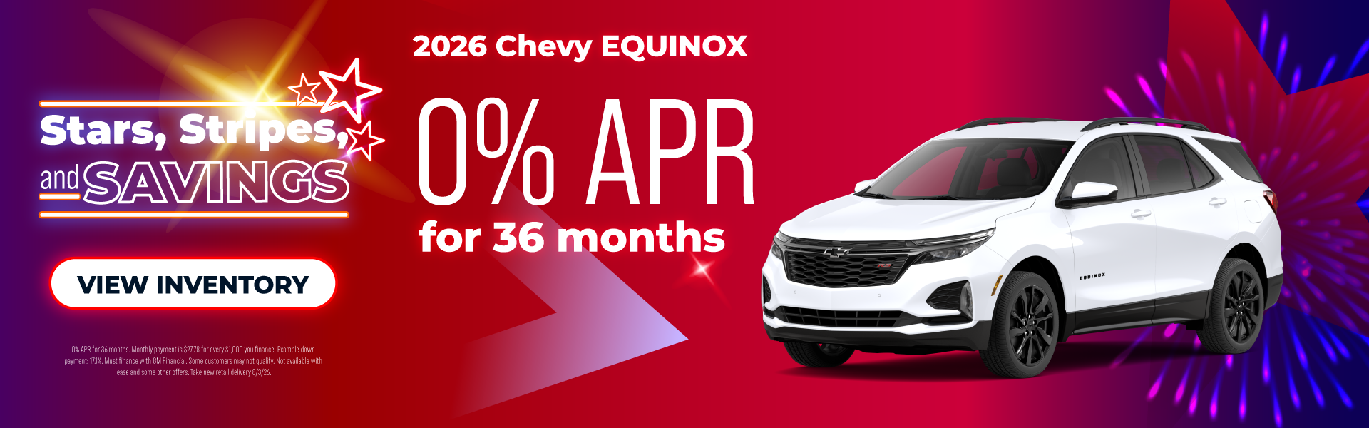 2026 Chevy EQUINOX 0% APR for 36 months