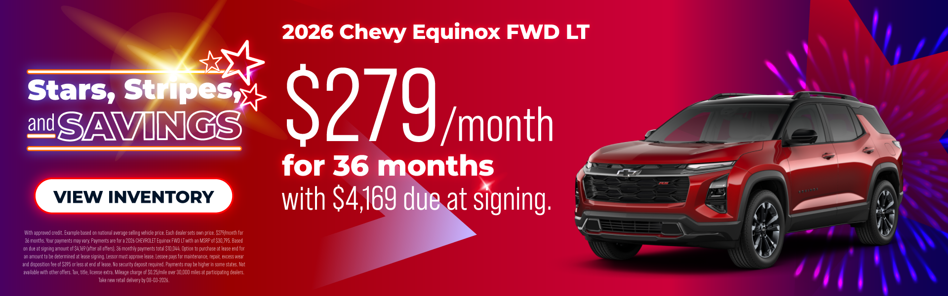 2026 Chevy EQUINOX 0% APR for 36 months