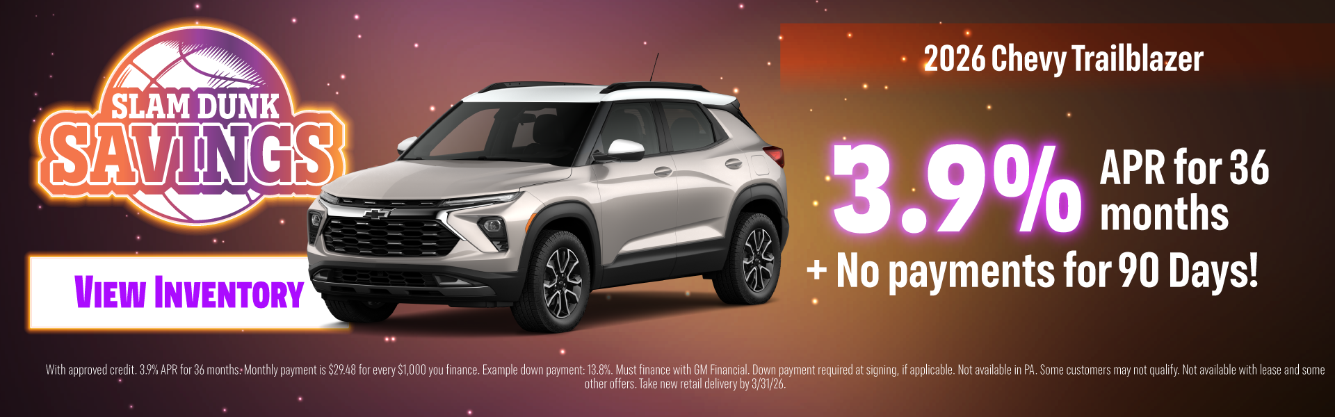 2026 Chevy Trailblazer 3.9% APR for 36 months